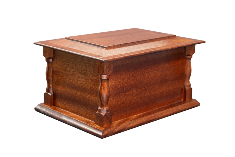 Solid mahogany ashes casket, Mahogany Malvern