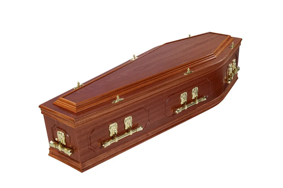 Solid mahogany coffin, The Ascot