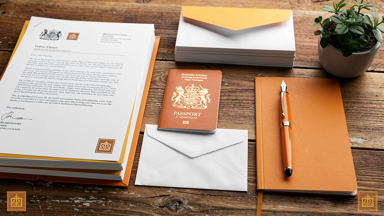 Repatriation paperwork and passport arranged on desk
