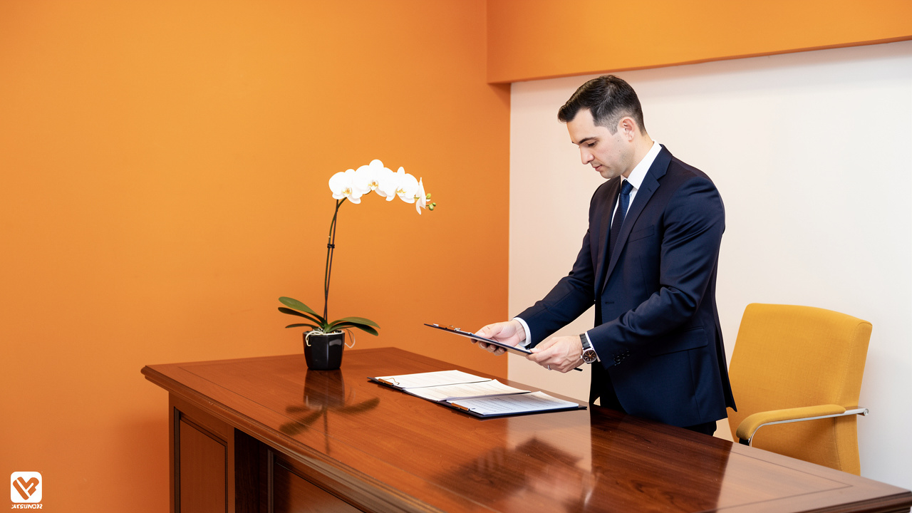 Funeral director reviewing repatriation documents with care